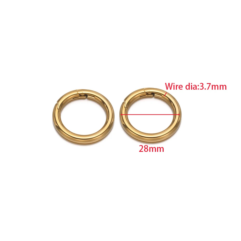 2Pcs/Lot Round Spring Clasps Stainless Steel Gold Plated Keyrings Buckles Connectors for DIY Jewelry Bag Hooks Making Components