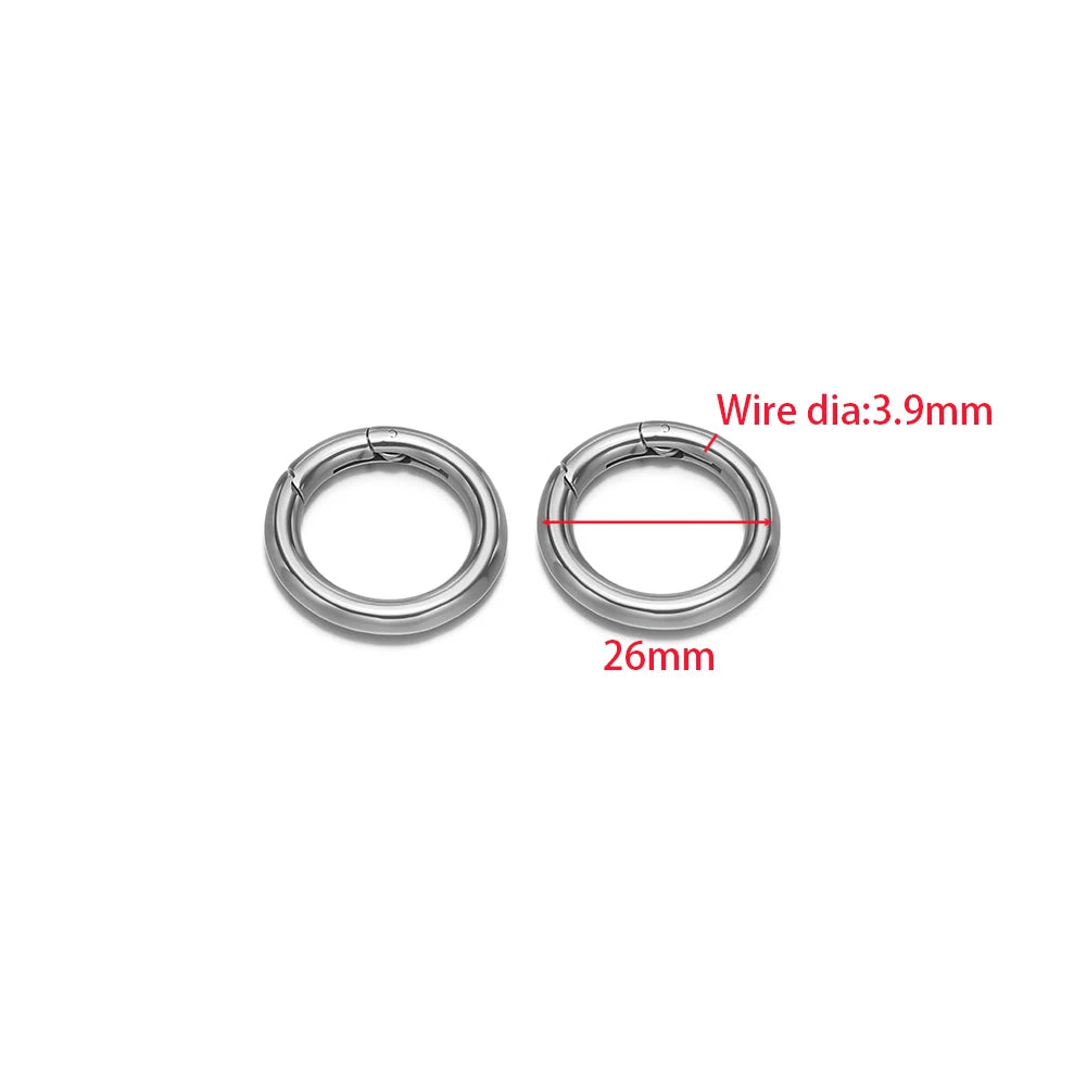 2Pcs/Lot Round Spring Clasps Stainless Steel Gold Plated Keyrings Buckles Connectors for DIY Jewelry Bag Hooks Making Components