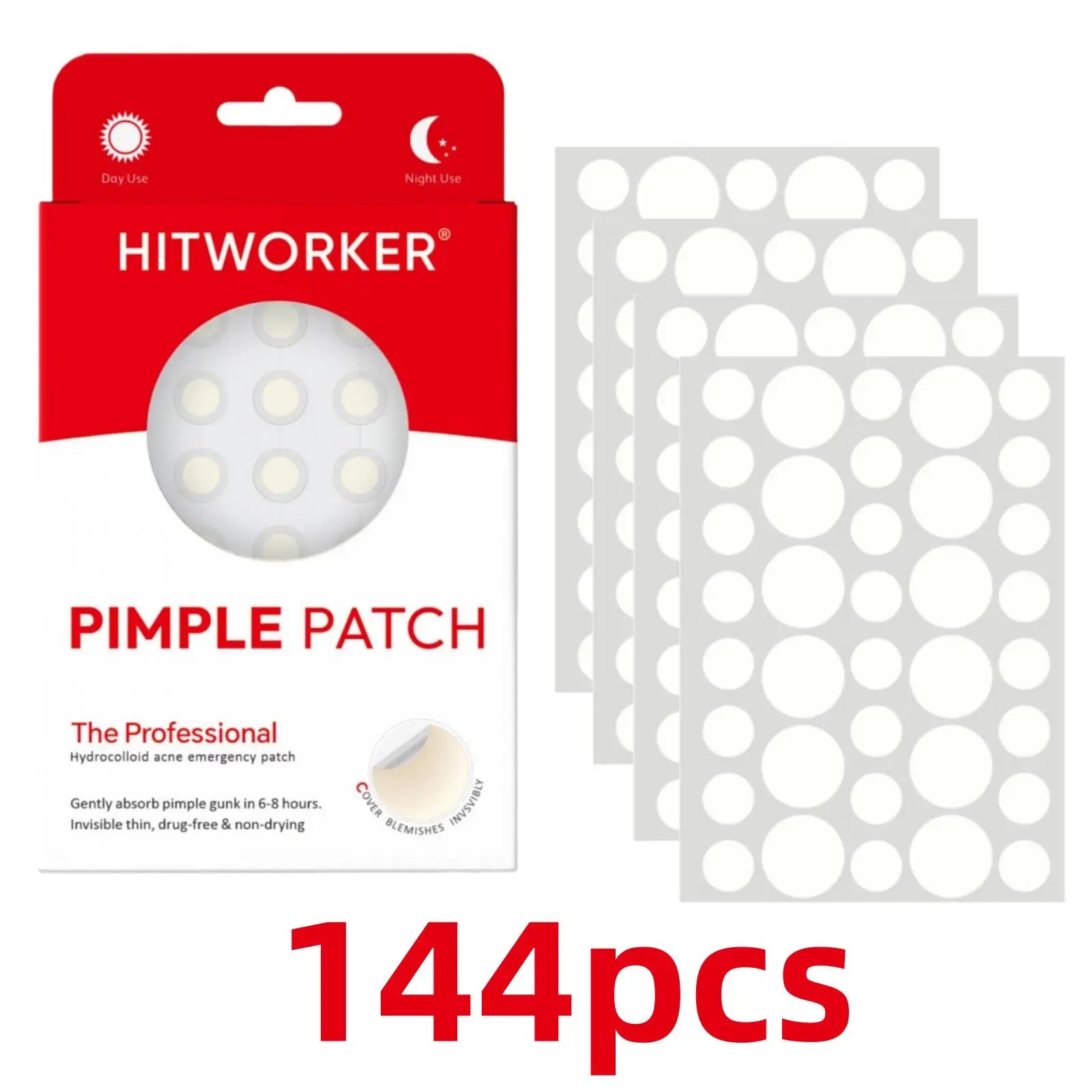 144/360PCS Day & Night Acne Patches for Face, Covers Zits & Blemishes, Safe & Gentle, Lightweight & Comfortable