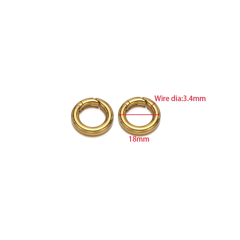 2Pcs/Lot Round Spring Clasps Stainless Steel Gold Plated Keyrings Buckles Connectors for DIY Jewelry Bag Hooks Making Components