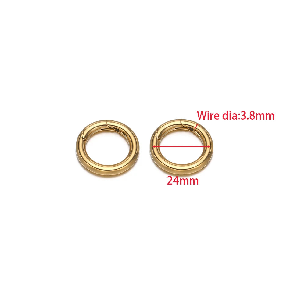 2Pcs/Lot Round Spring Clasps Stainless Steel Gold Plated Keyrings Buckles Connectors for DIY Jewelry Bag Hooks Making Components