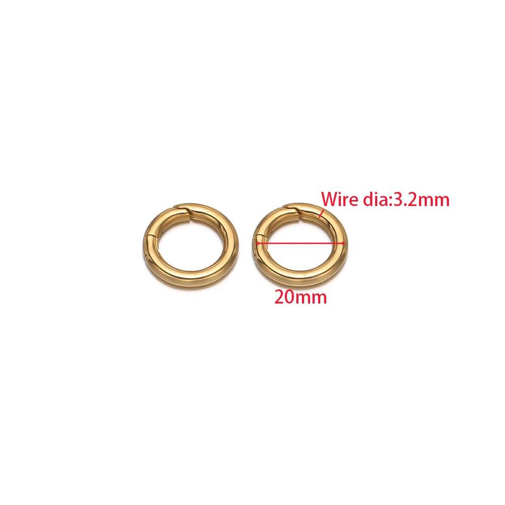 2Pcs/Lot Round Spring Clasps Stainless Steel Gold Plated Keyrings Buckles Connectors for DIY Jewelry Bag Hooks Making Components