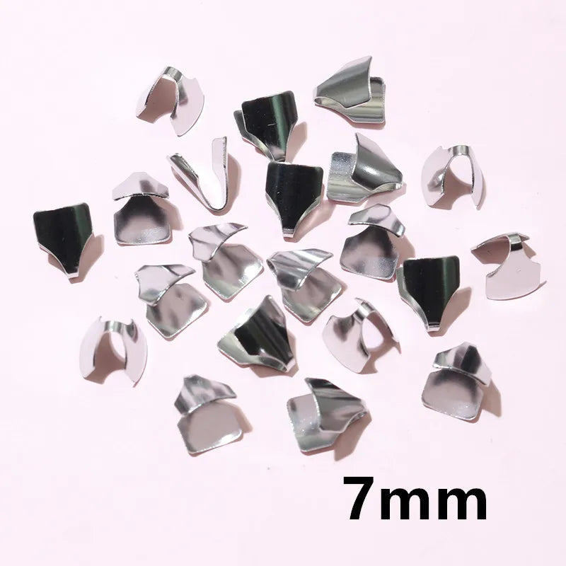 100pcs Stainless Steel 2-7mm Flat Cords Crimp End Beads Caps Clip Tip Fold for DIY Snake Chain Necklace Jewelry Making Findings